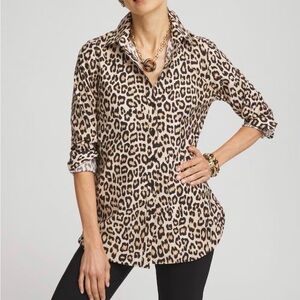 Chico’s No Iron Leopard Pint Blouse